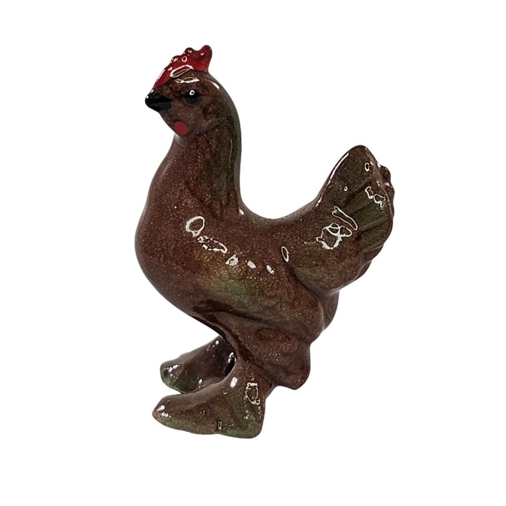 Hagen Renaker Bantam Bantie Hen Miniature Figurine Brown Red Green